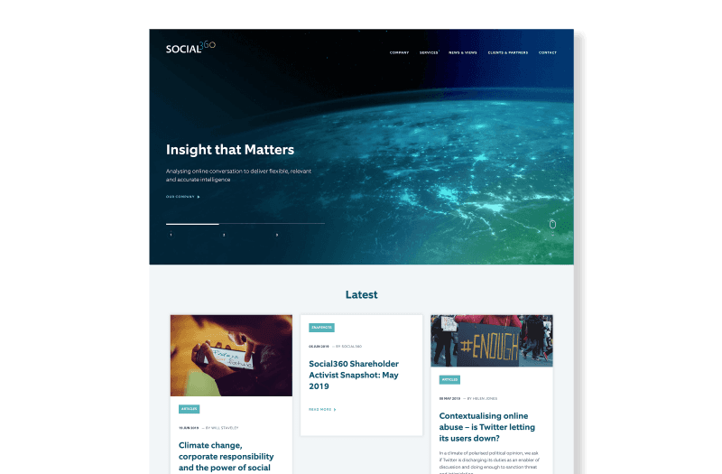 Screenshot of Social 360 website