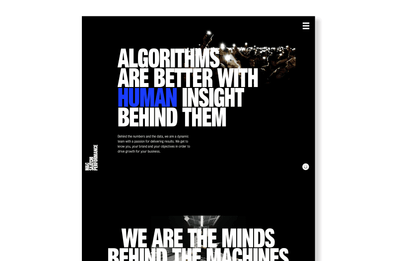 Screenshot of M&C Saatchi Performance website